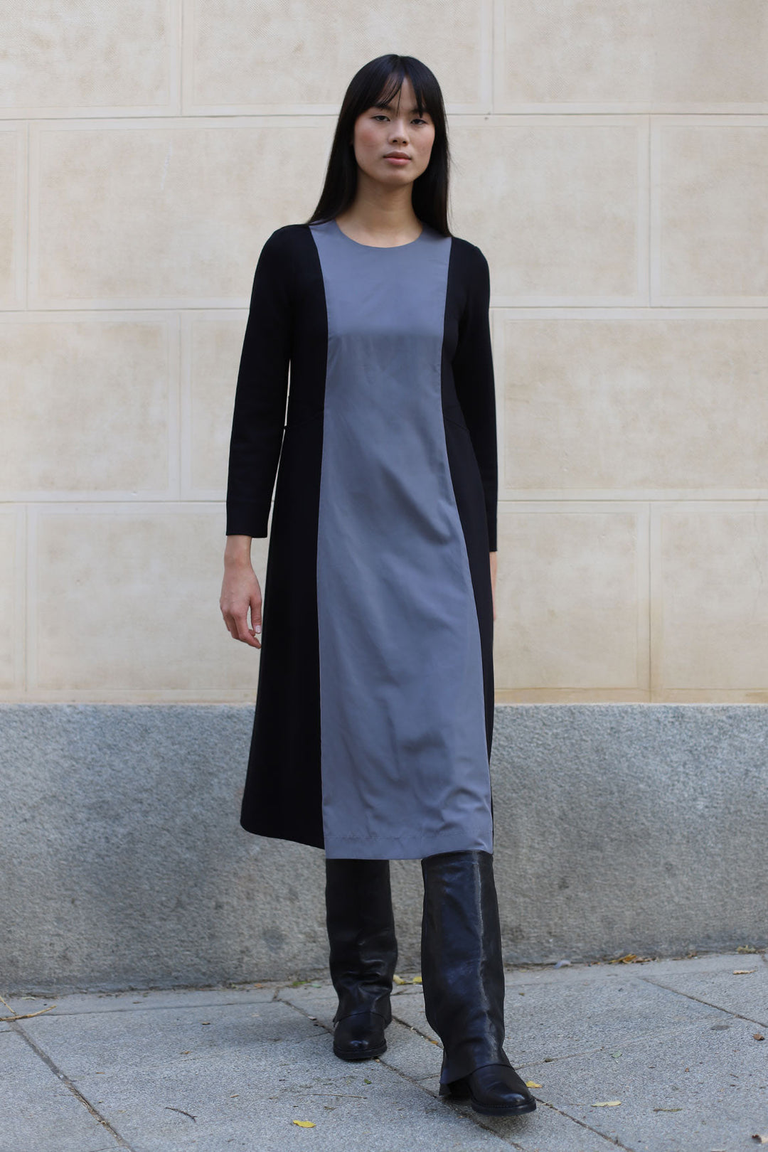Vestido Lilo bicolor negro-gris
