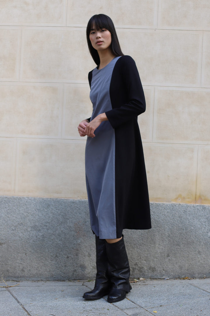 Vestido Lilo bicolor negro-gris