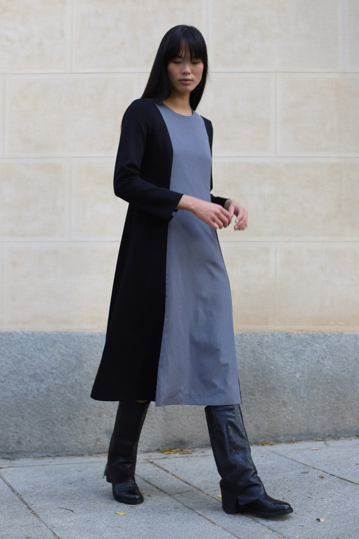Vestido Lilo bicolor negro-gris