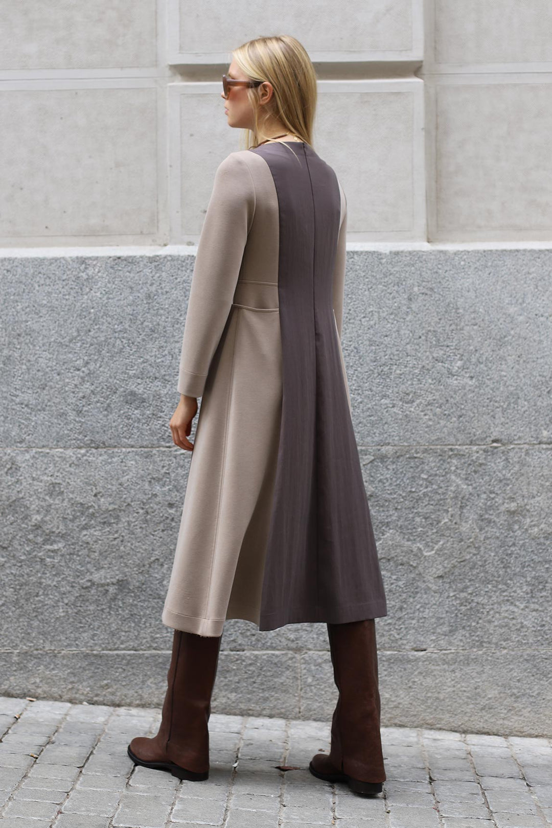 Vestido Lilo bicolor crudo-topo