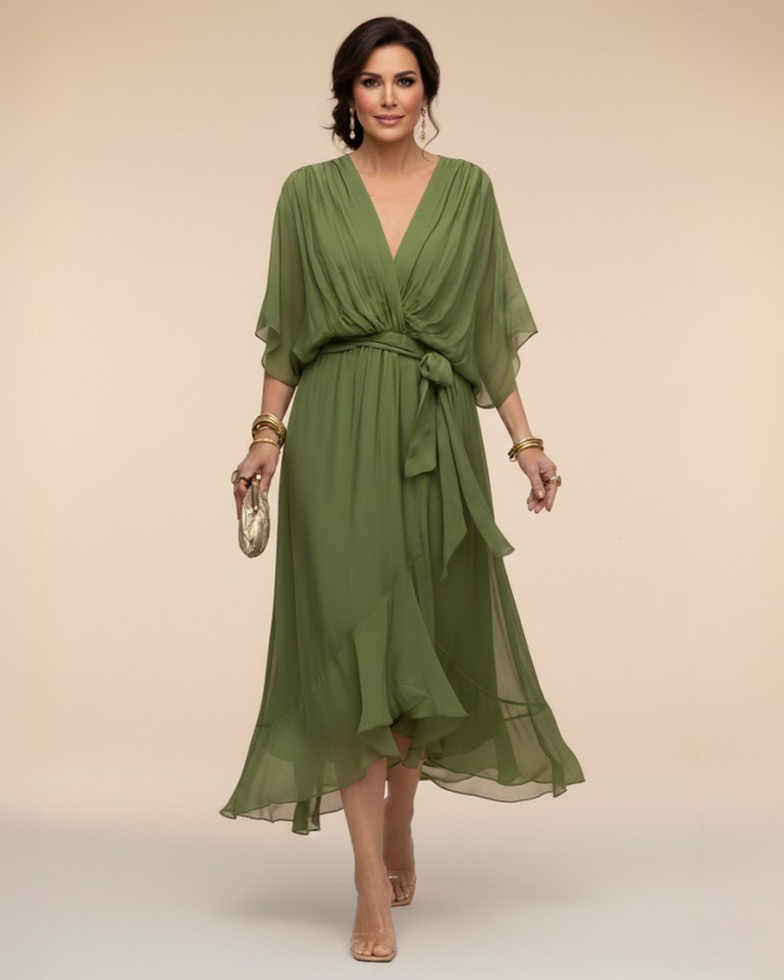 Julieta | Vestido de gasa con escote en V