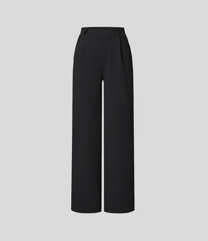 Pantalón Elegante Pierna Ancha De Tiro Alto Mujer