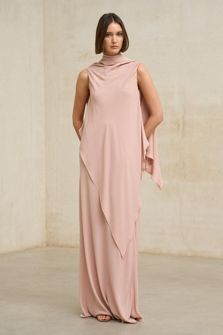 Vestido Kaedryn rosa empolvado