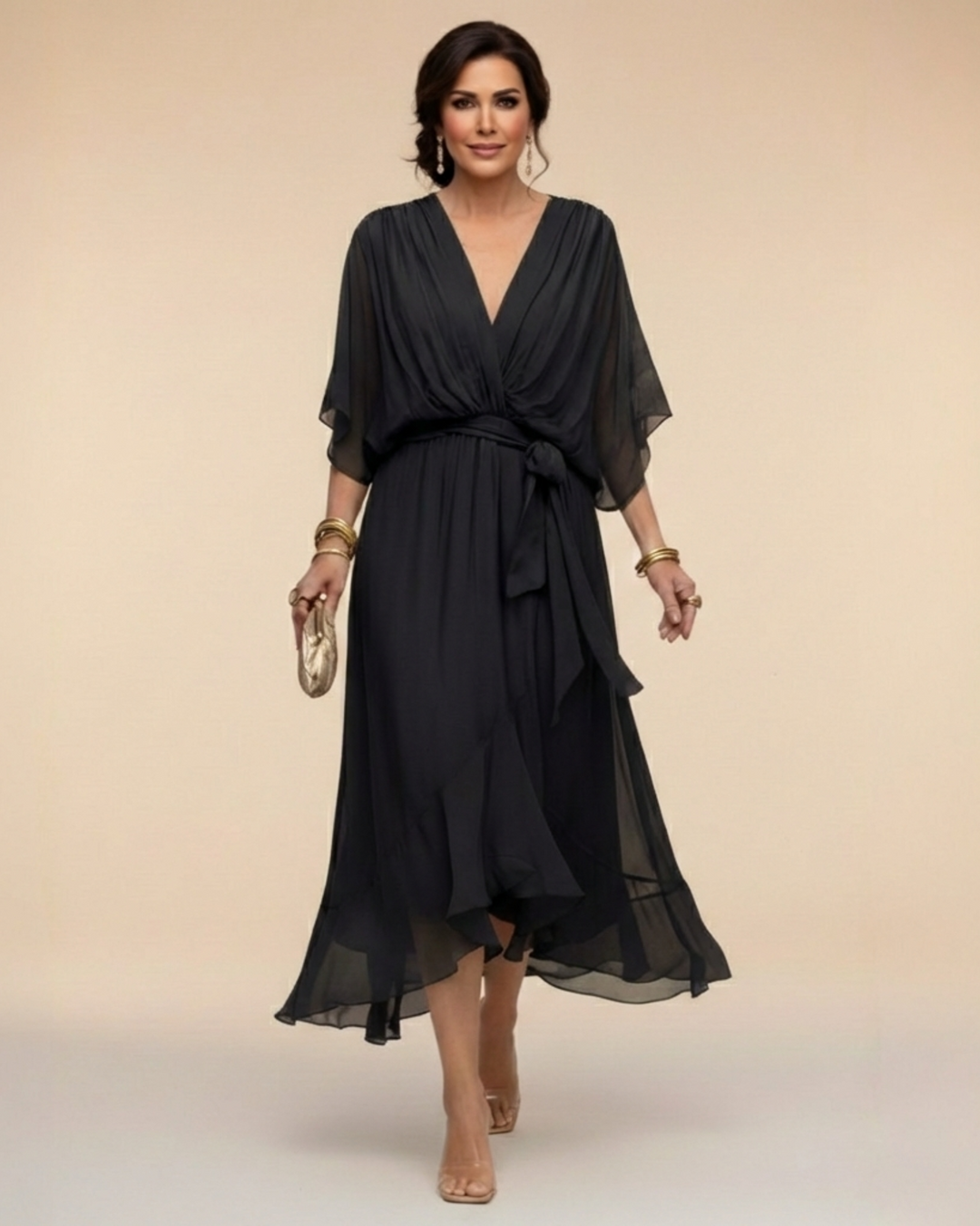 Julieta | Vestido de gasa con escote en V