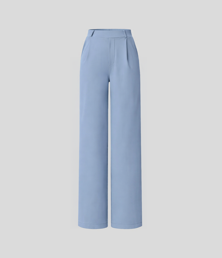 Pantalón Elegante Pierna Ancha De Tiro Alto Mujer