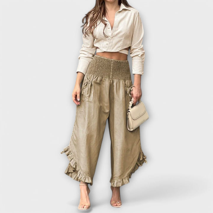 Jaya - Pantalones de lino con pliegues de moda