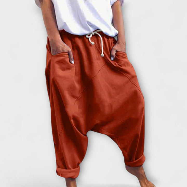 Hara - Pantalones harem sueltos con cordón