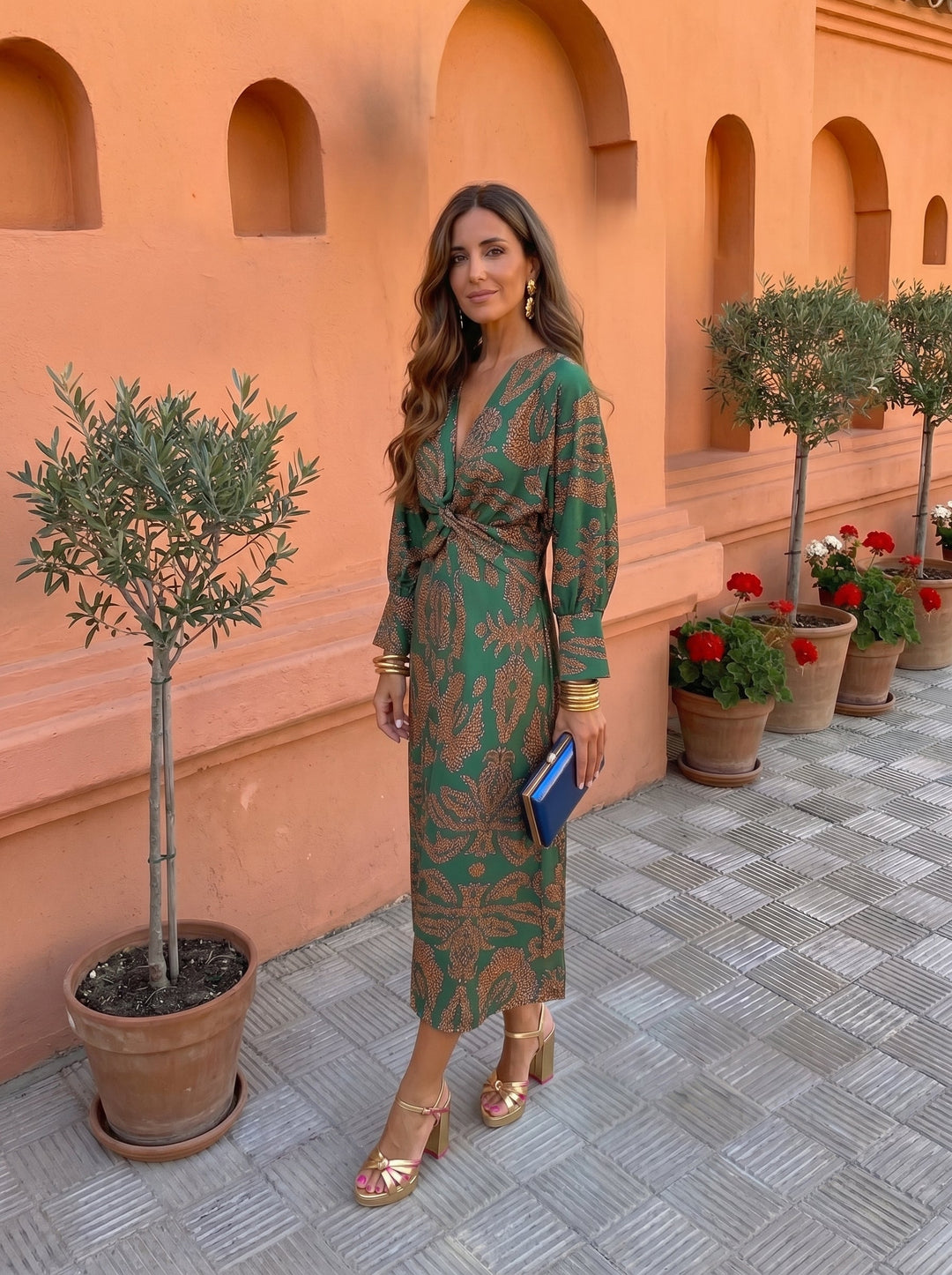 Silvia™ | Vestido midi estampado