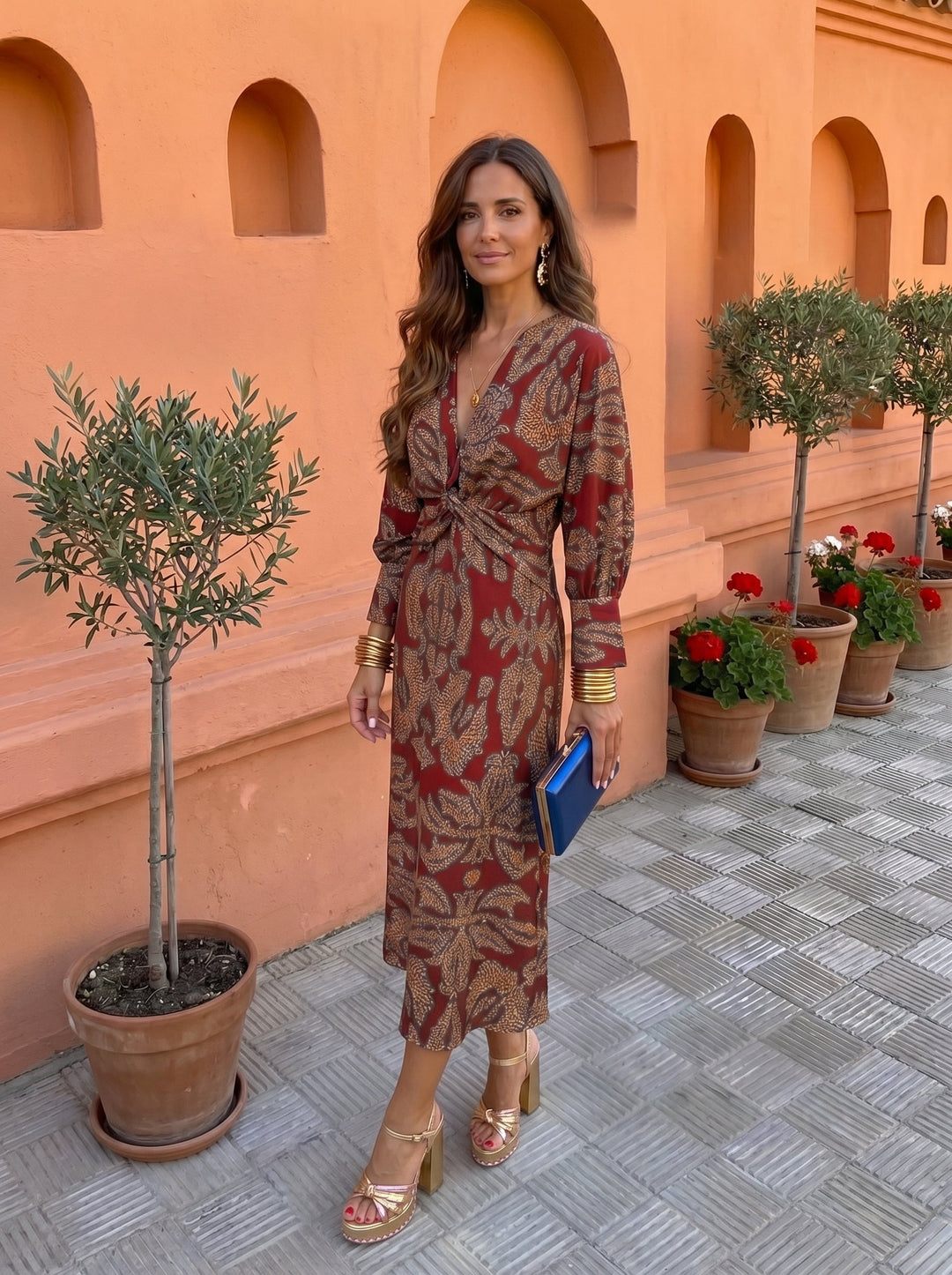 Silvia™ | Vestido midi estampado