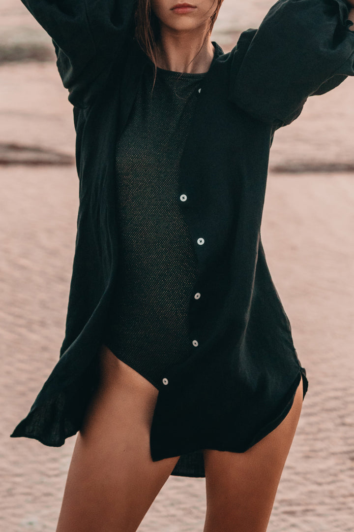 Sra. Balon - Vestido de lino negro
