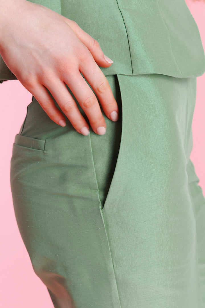 Pantalón De Vestir Shantung Tiro Alto Mujer