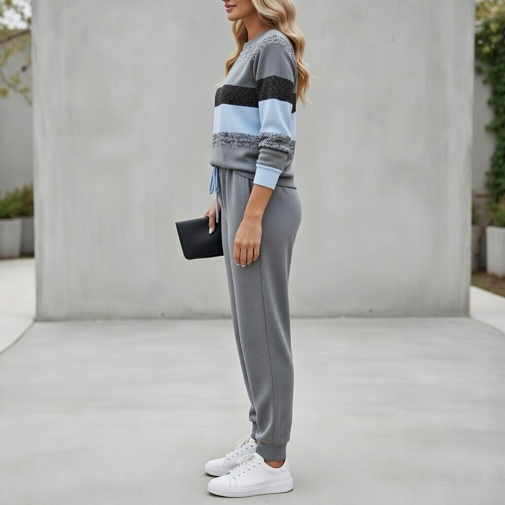 Conjunto deportivo de rayas para mujer – Cómodo y Chic