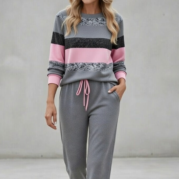 Conjunto deportivo de rayas para mujer – Cómodo y Chic
