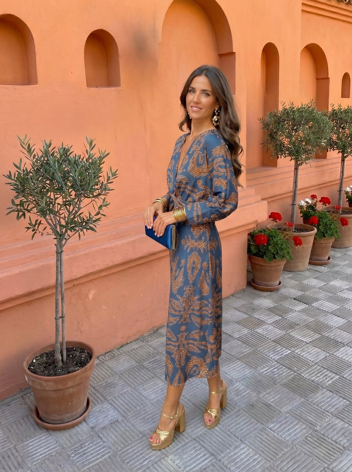 Silvia™ | Vestido midi estampado