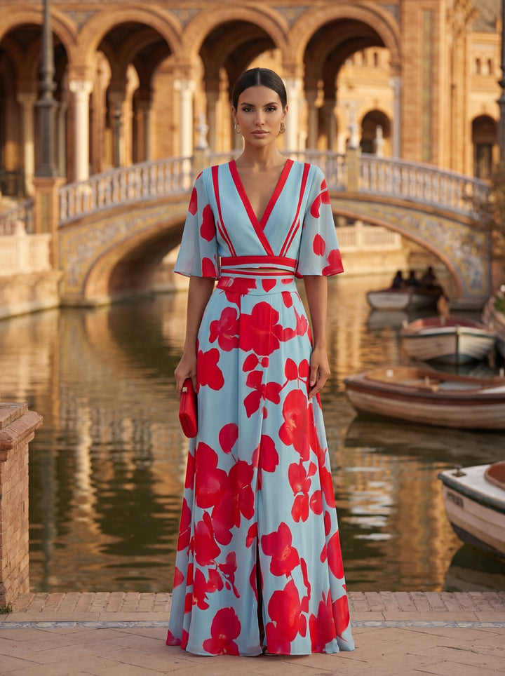 Pilar | Elegante vestido largo con escote pronunciado