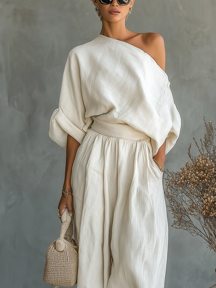 Conjunto Off Shoulder de 2 Piezas Estilo Casual Chic