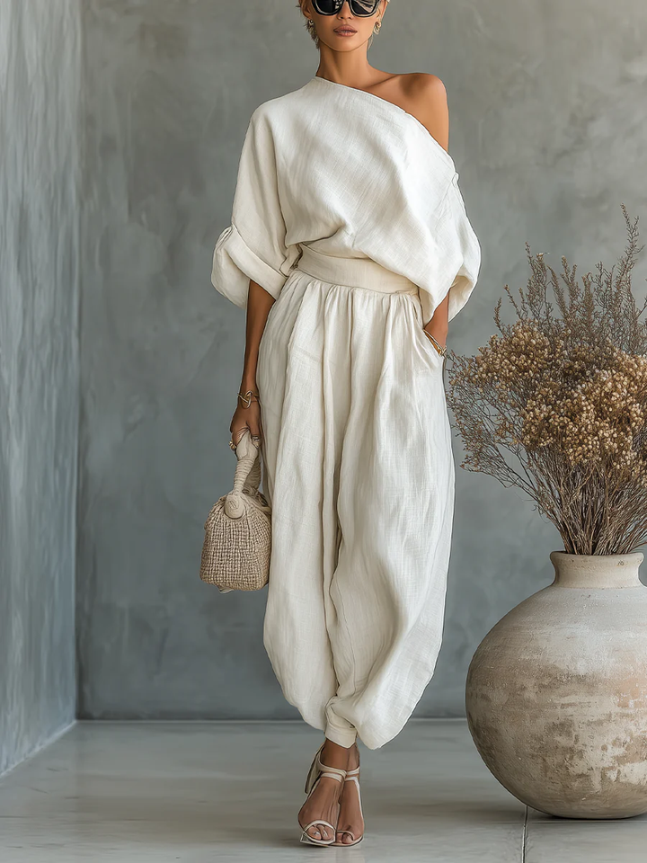 Conjunto Off Shoulder de 2 Piezas Estilo Casual Chic
