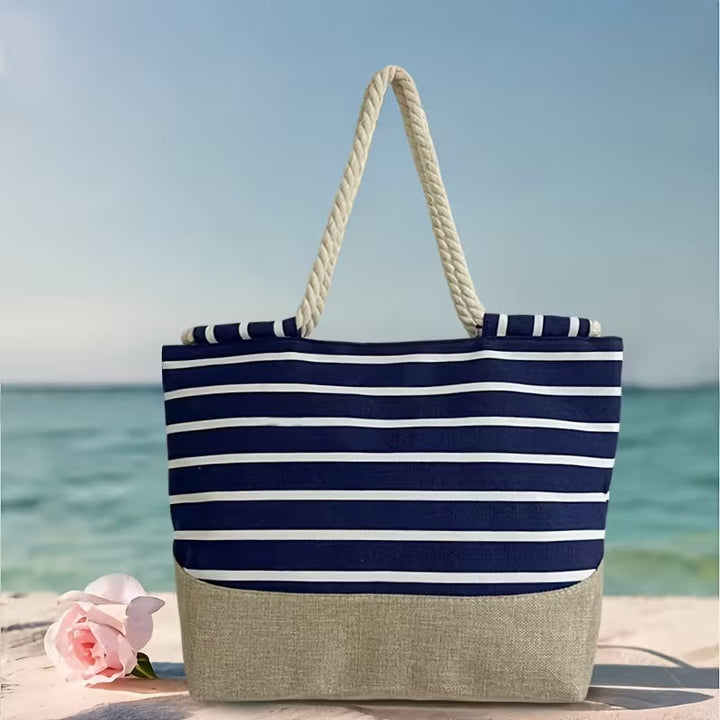 Estela | Bolso Tote de Playa con Rayas Mujer Asas Cuerda