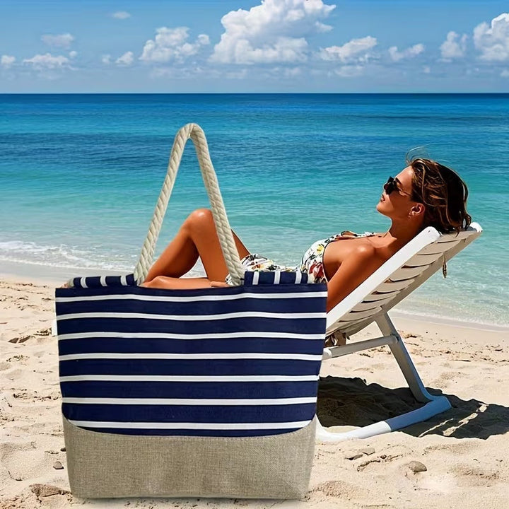 Estela | Bolso Tote de Playa con Rayas Mujer Asas Cuerda