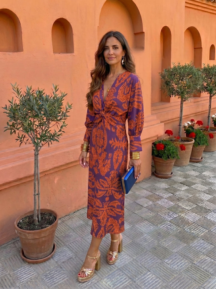 Silvia™ | Vestido midi estampado