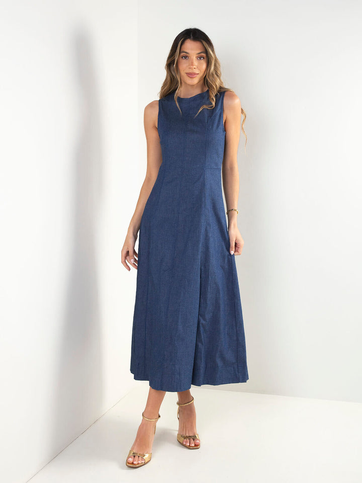 Vestido midi em tencel
