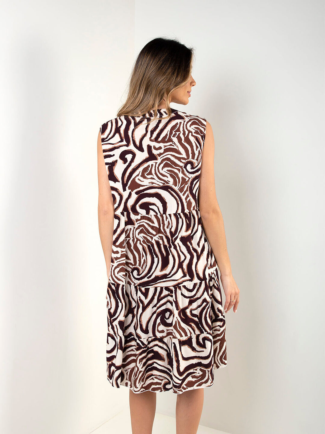 Vestido midi fluído estampado