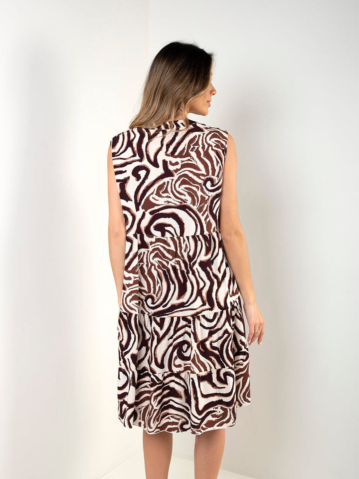 Vestido midi fluído estampado