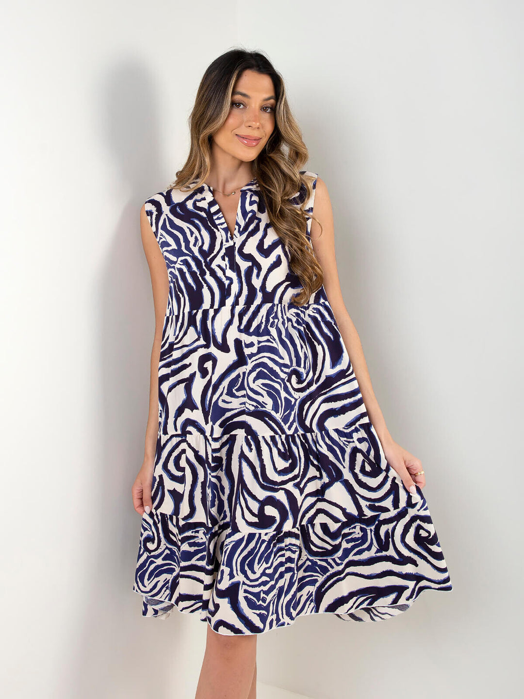Vestido midi fluído estampado