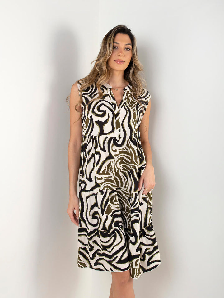 Vestido midi fluído estampado