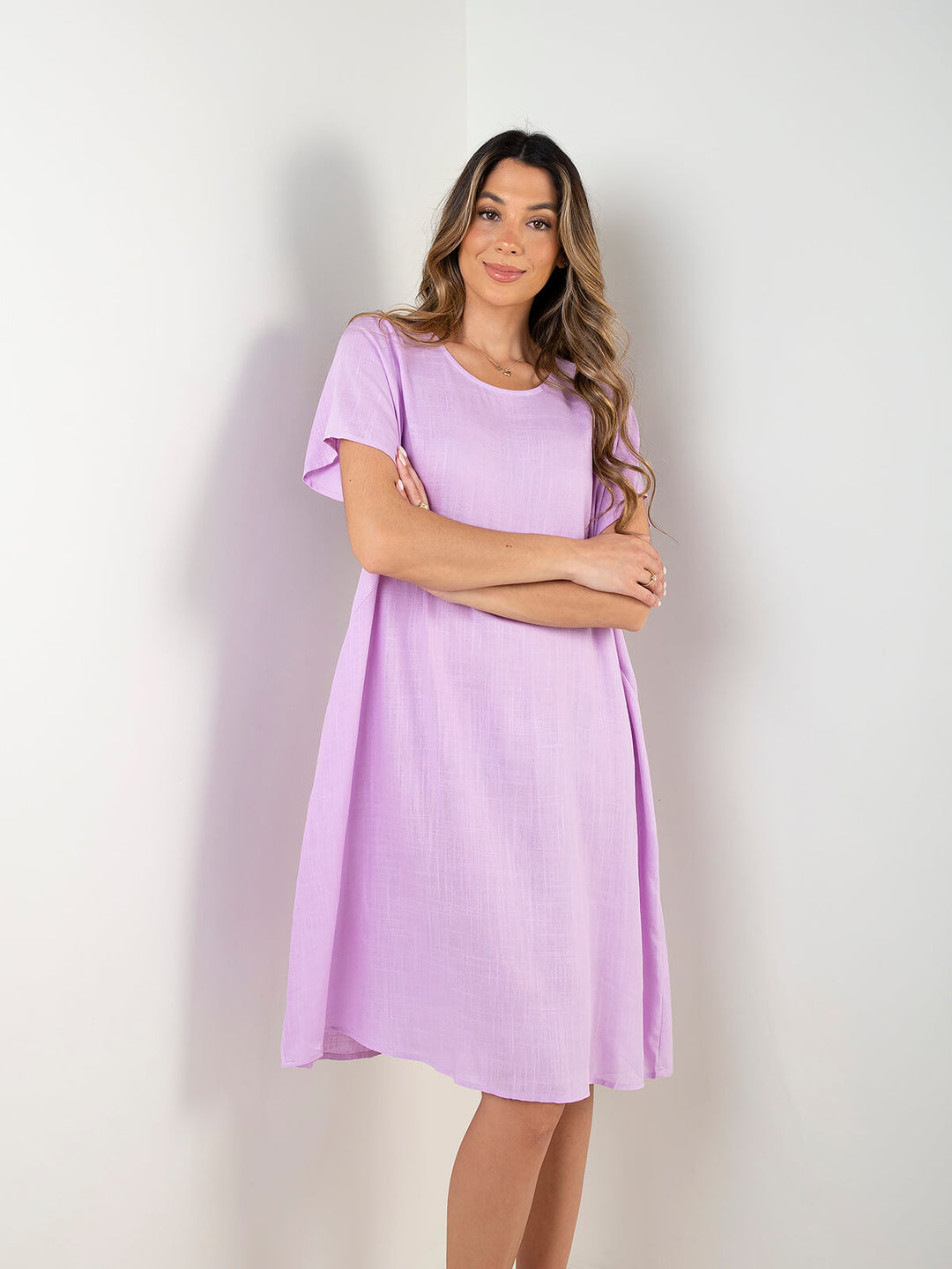 Vestido midi largo mistura linho