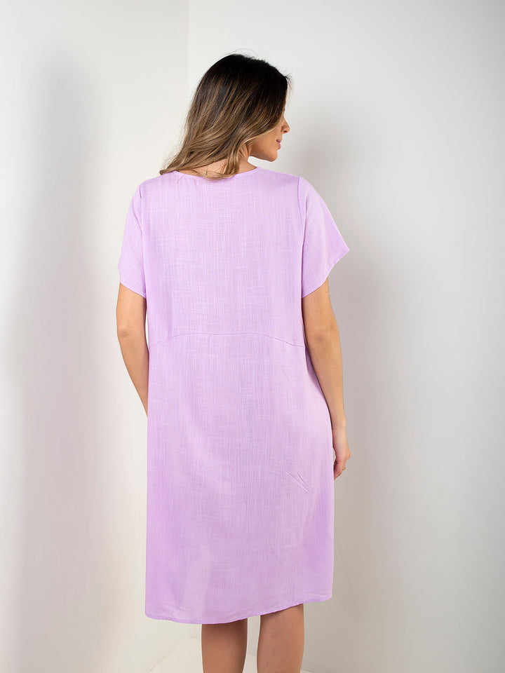Vestido midi largo mistura linho