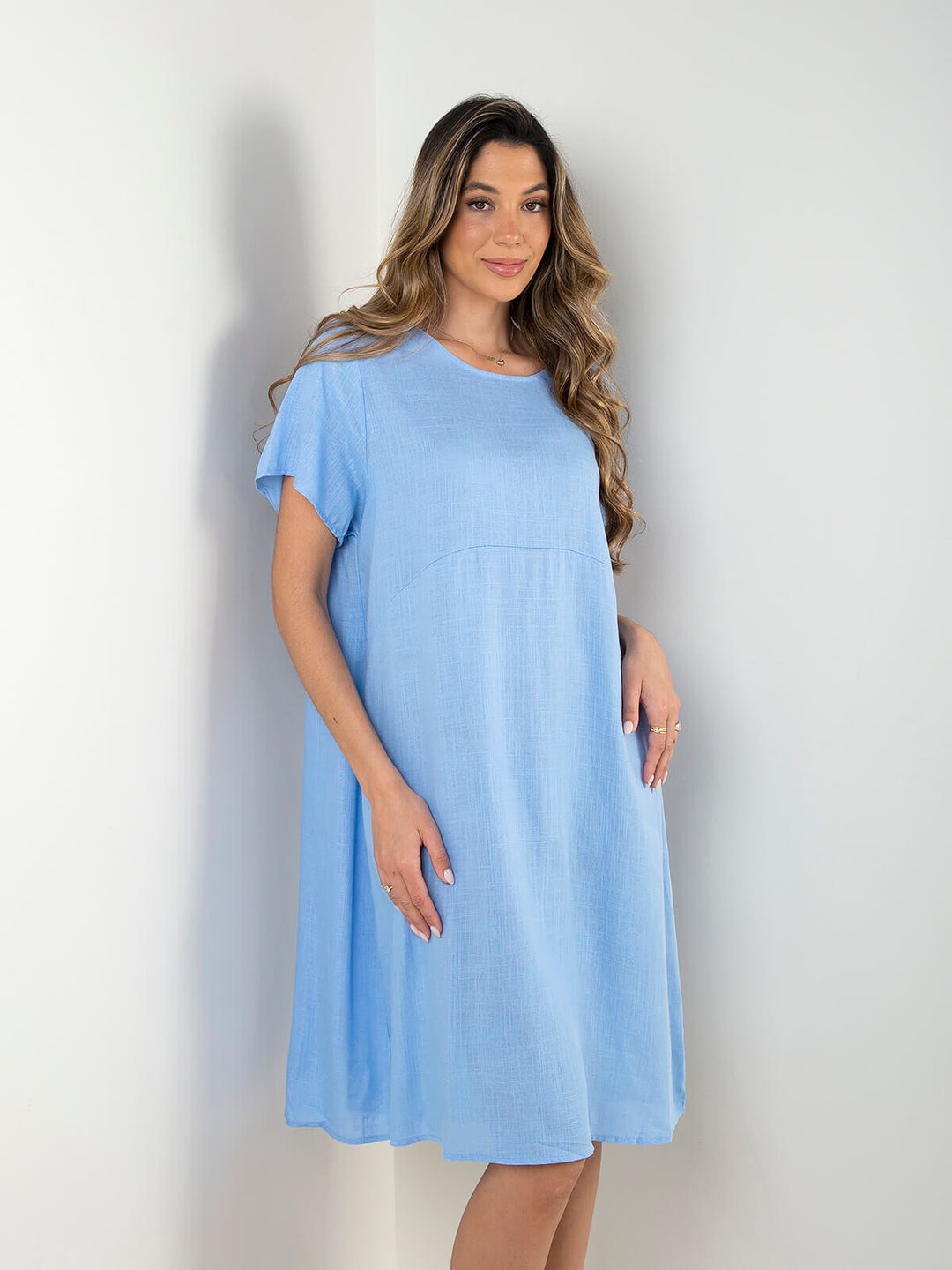 Vestido midi largo mistura linho