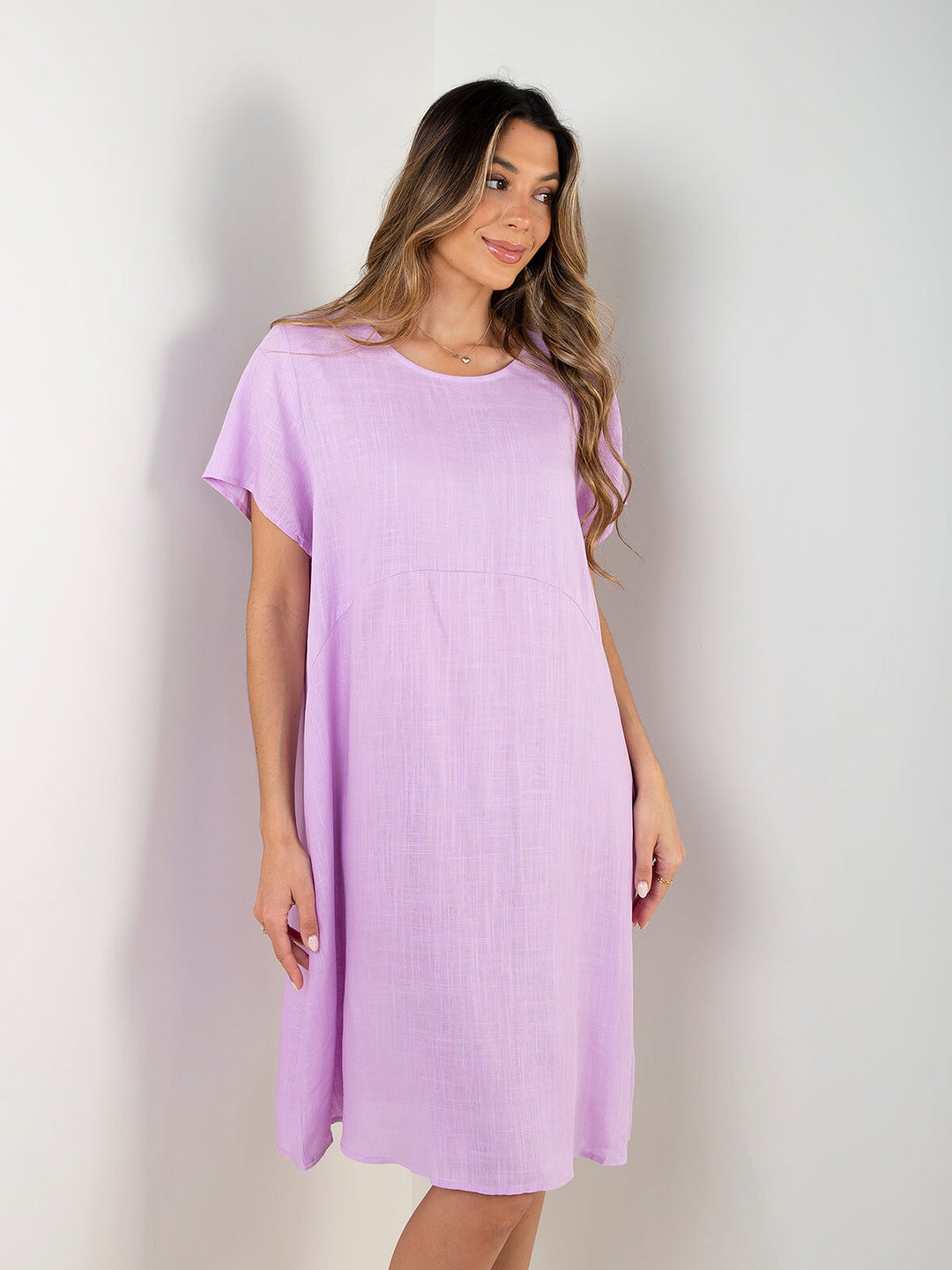Vestido midi largo mistura linho