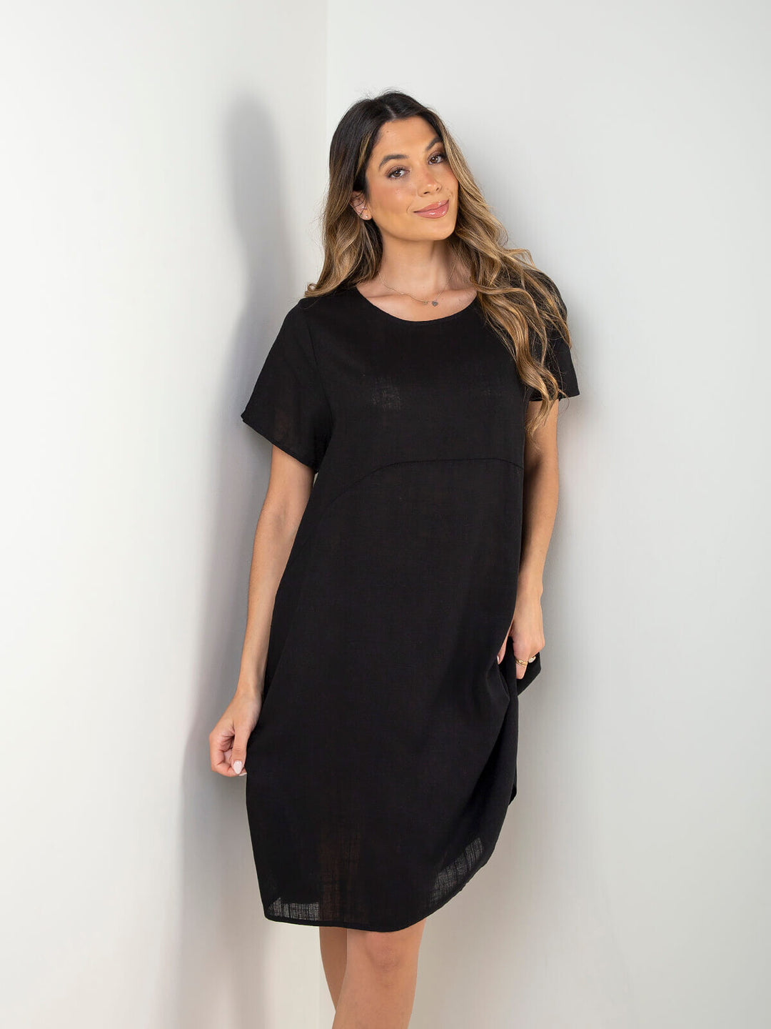 Vestido midi largo mistura linho