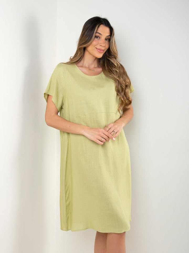 Vestido midi largo mistura linho