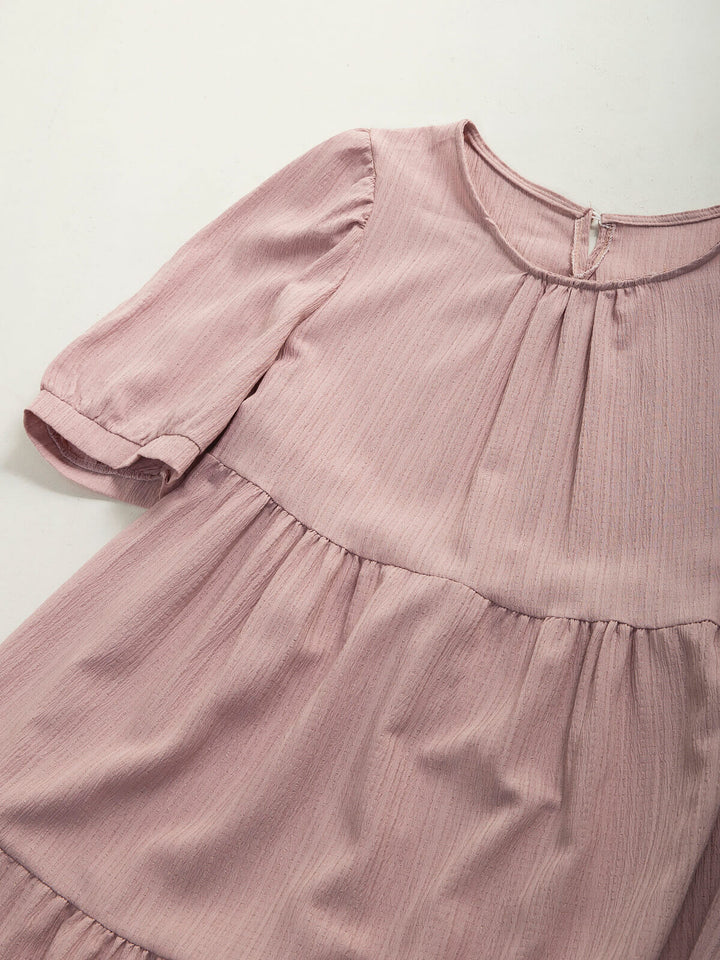 Vestido midi texturizado manga abalonada