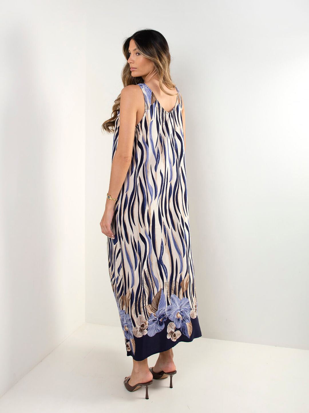 Vestido comprido com estampado zebra