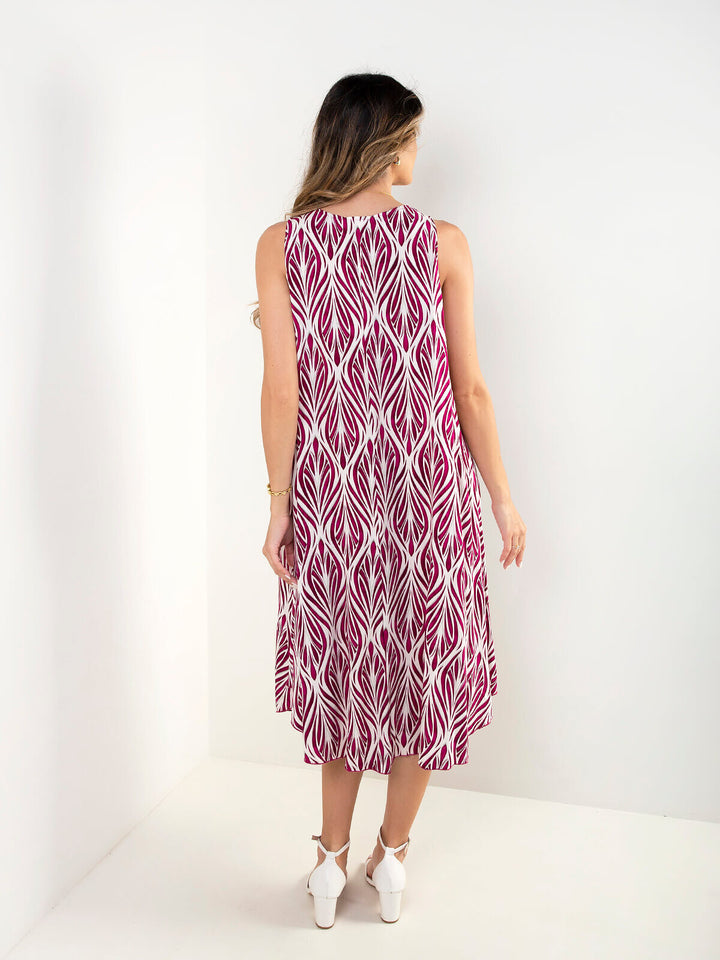 Vestido midi estampado sem mangas