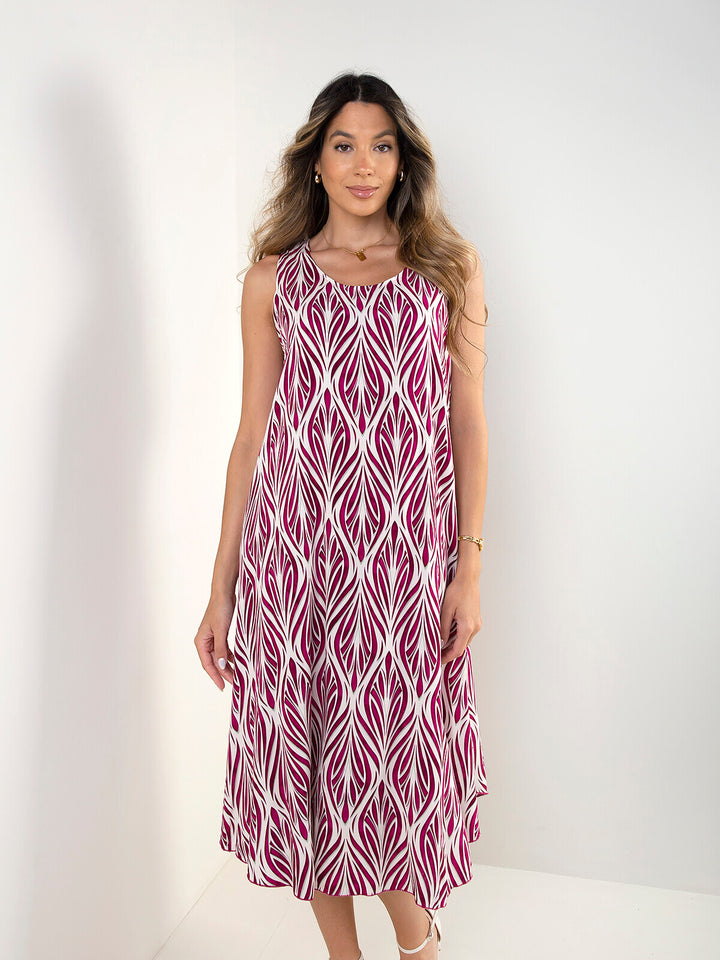 Vestido midi estampado sem mangas