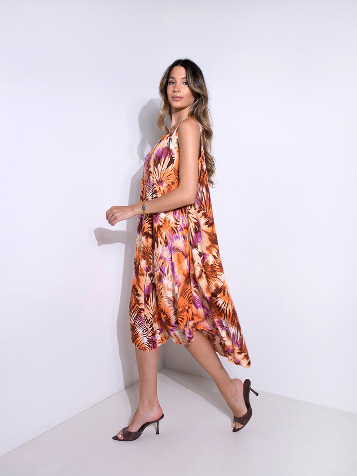 Vestido midi evasé estampado
