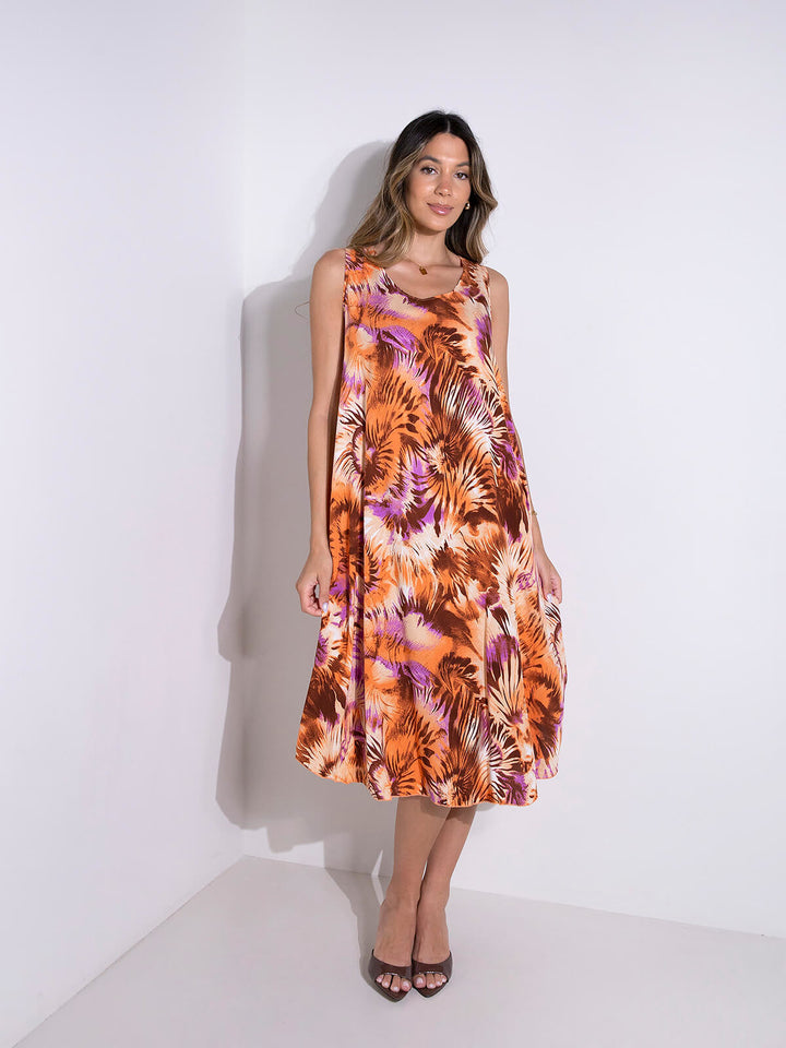 Vestido midi evasé estampado