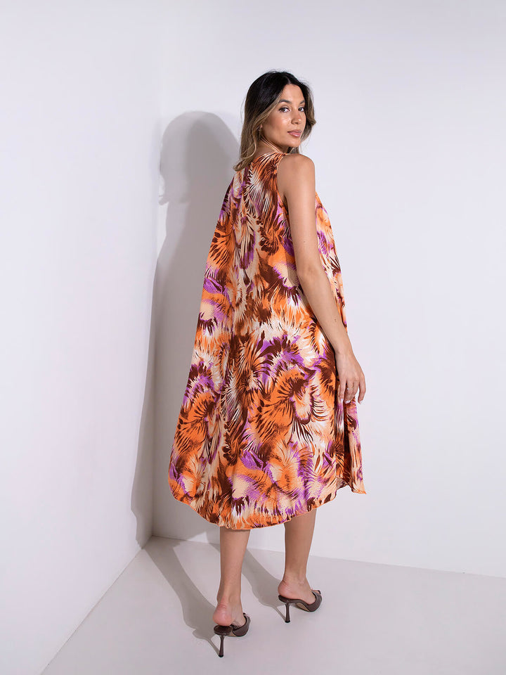 Vestido midi evasé estampado