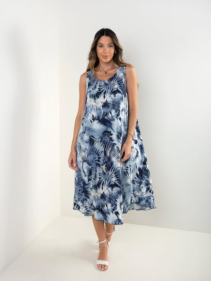 Vestido midi evasé estampado