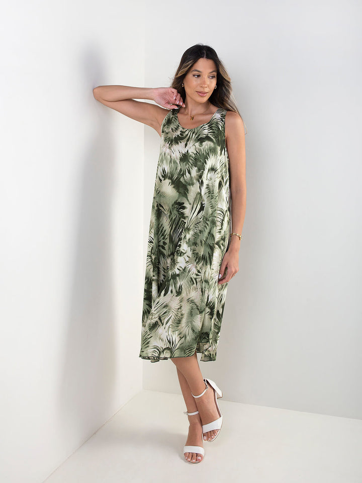 Vestido midi evasé estampado