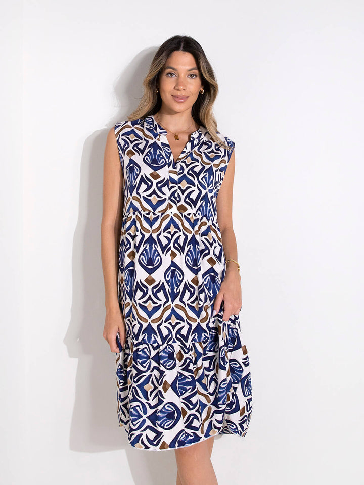 Vestido midi estampado geométrico