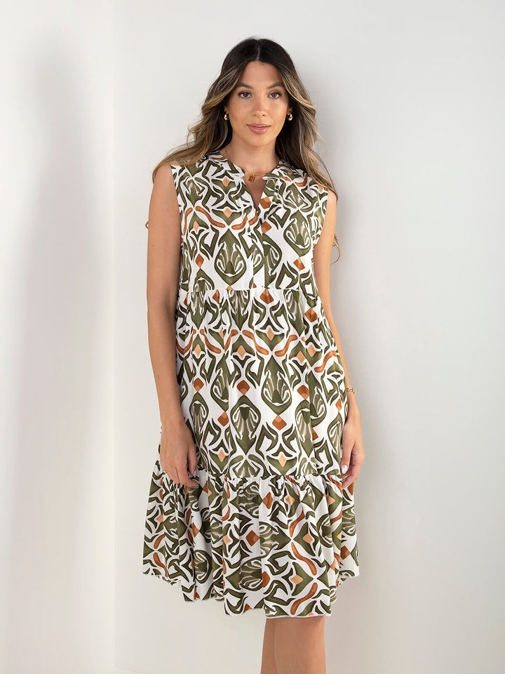 Vestido midi estampado geométrico