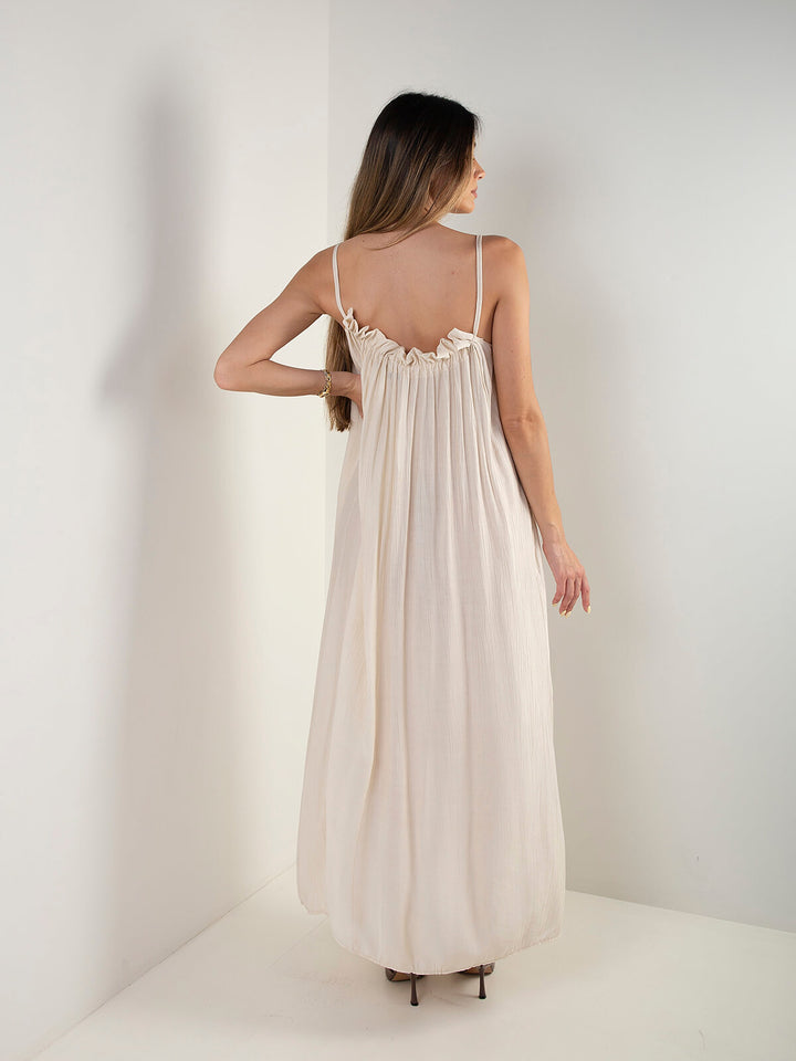 Vestido comprido de alças com textura
