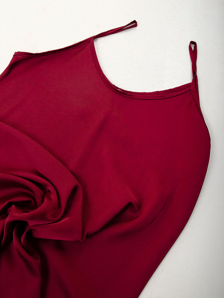 Vestido comprido acetinado de alças