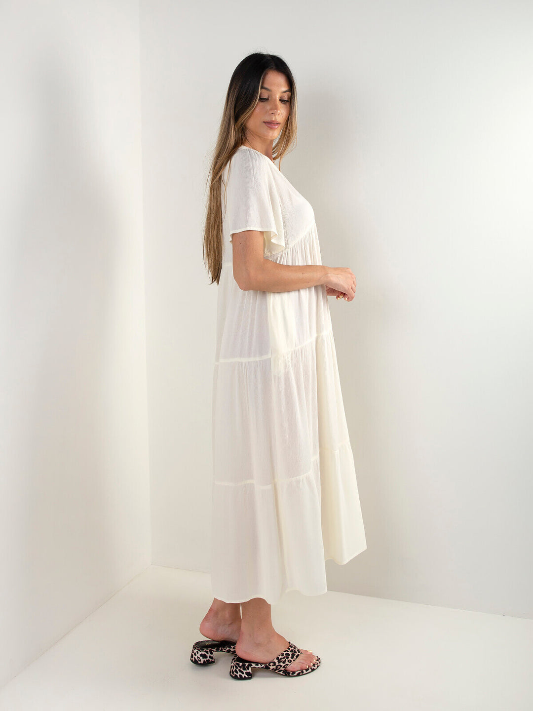 Vestido comprido fluído em V