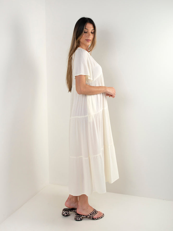 Vestido comprido fluído em V